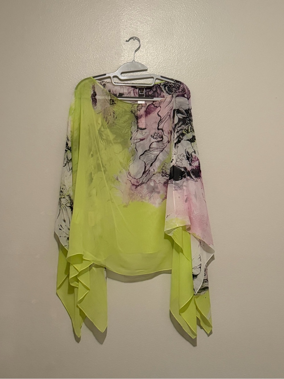 Roberto Cavalli Neon Green Floral Print Silk Blouse Size 42